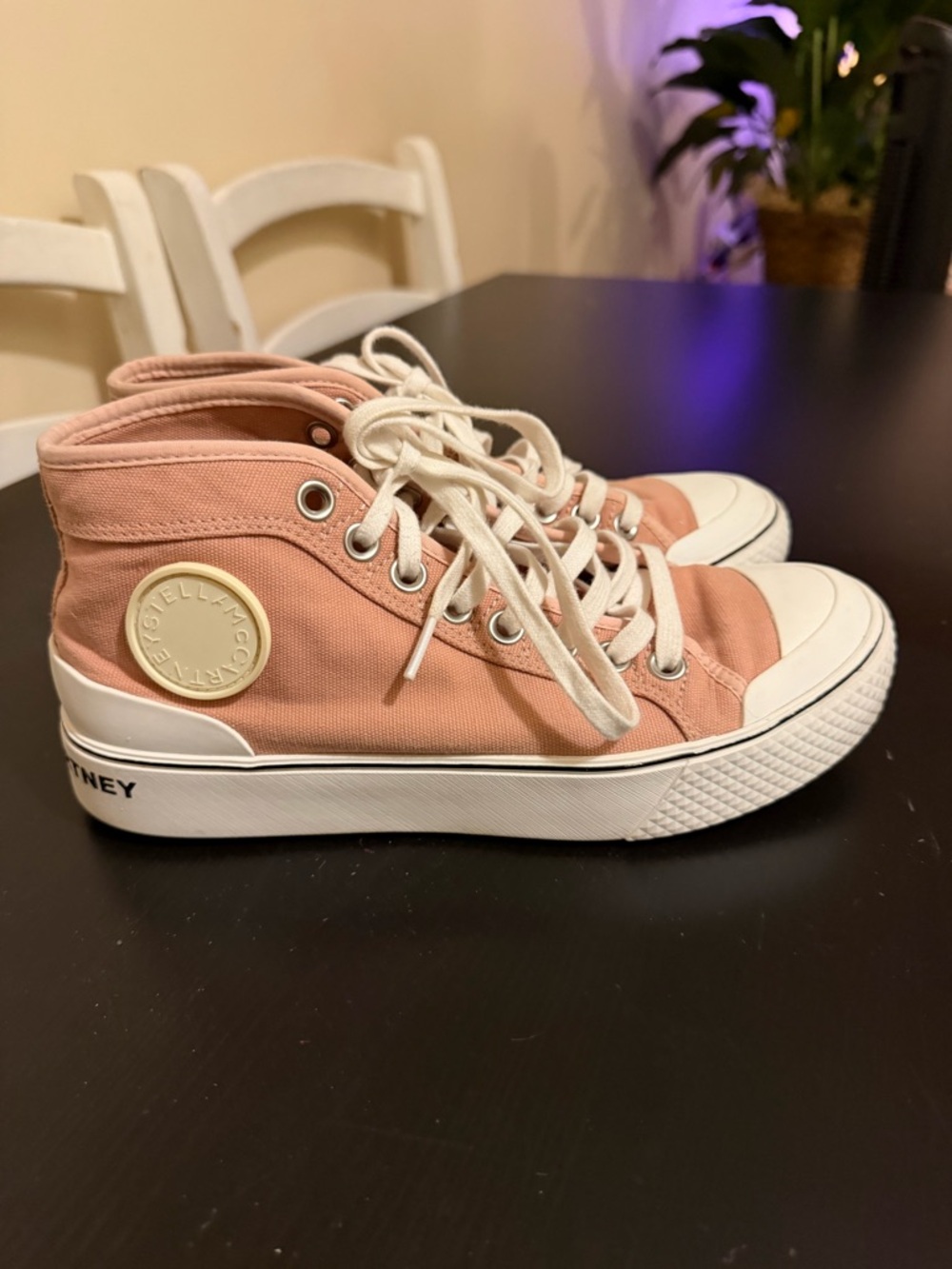 Stella McCartney Blush Pink High-Top Sneakers